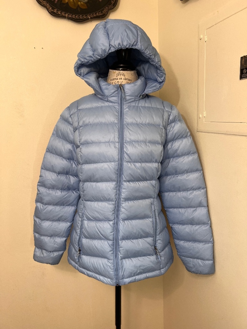 Sky Blue Charter Club Waterfowl Down Puffer Jacket Hooded (detachable) Size L